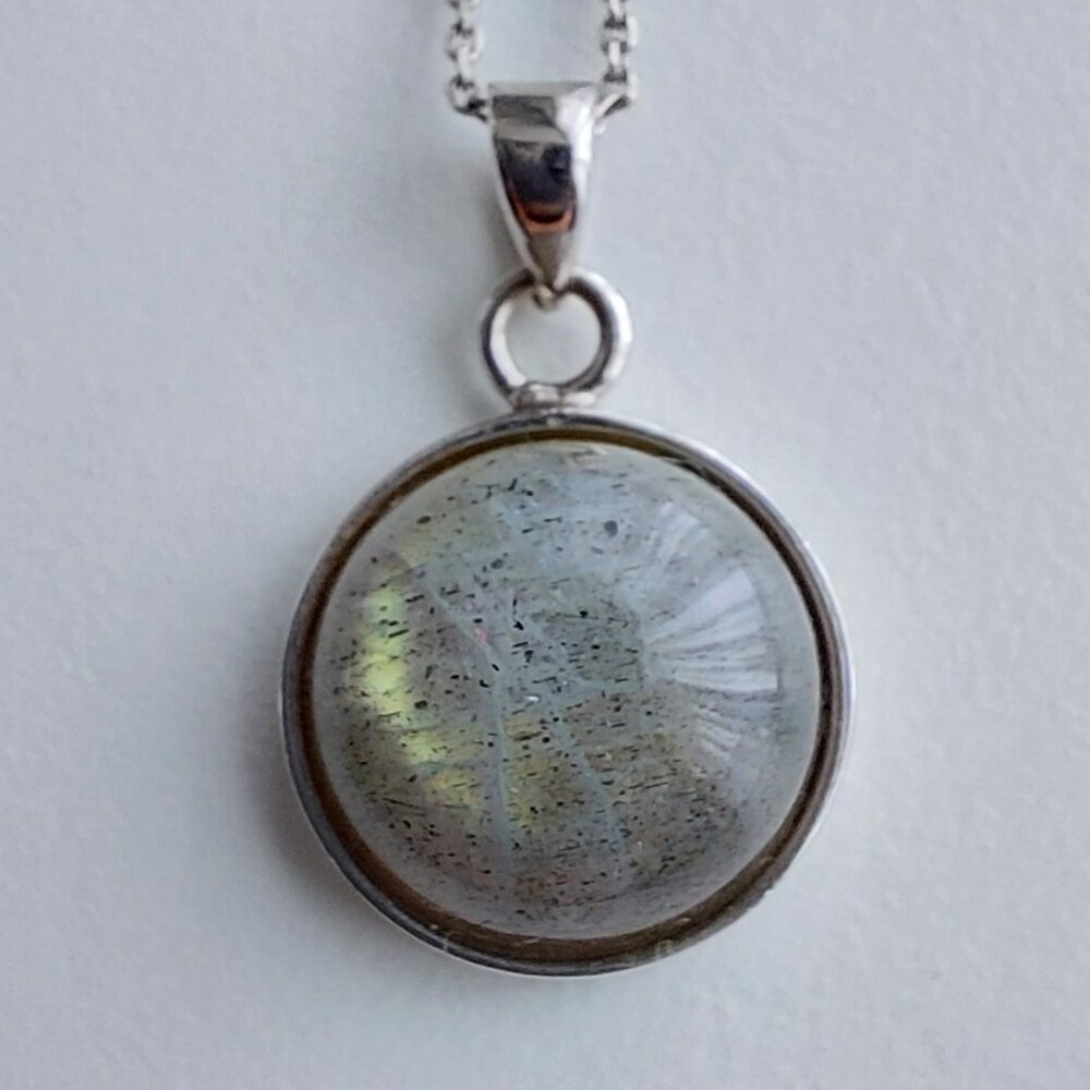 Round Labradorite Pendant Sterling Silver